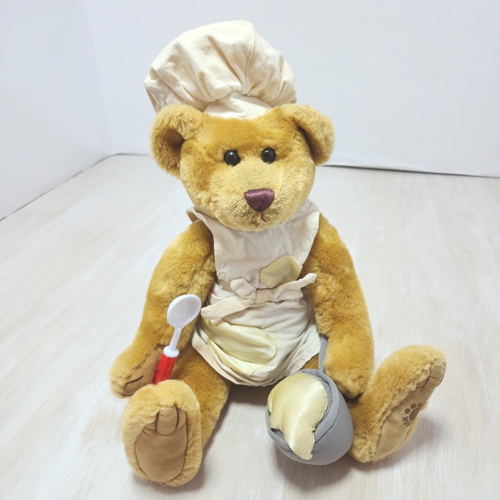 Vintage 1990s Fine Toy Co Chef Trufflebeary Plush Teddy Bear Baker 18" 390395